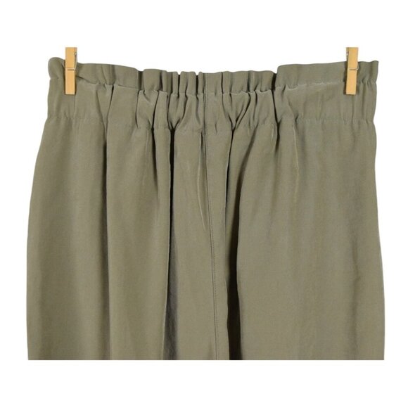 ZARA KHAKI GREEN ELASTIC BUTTON CROPPED PANTS - Picture 6 of 8